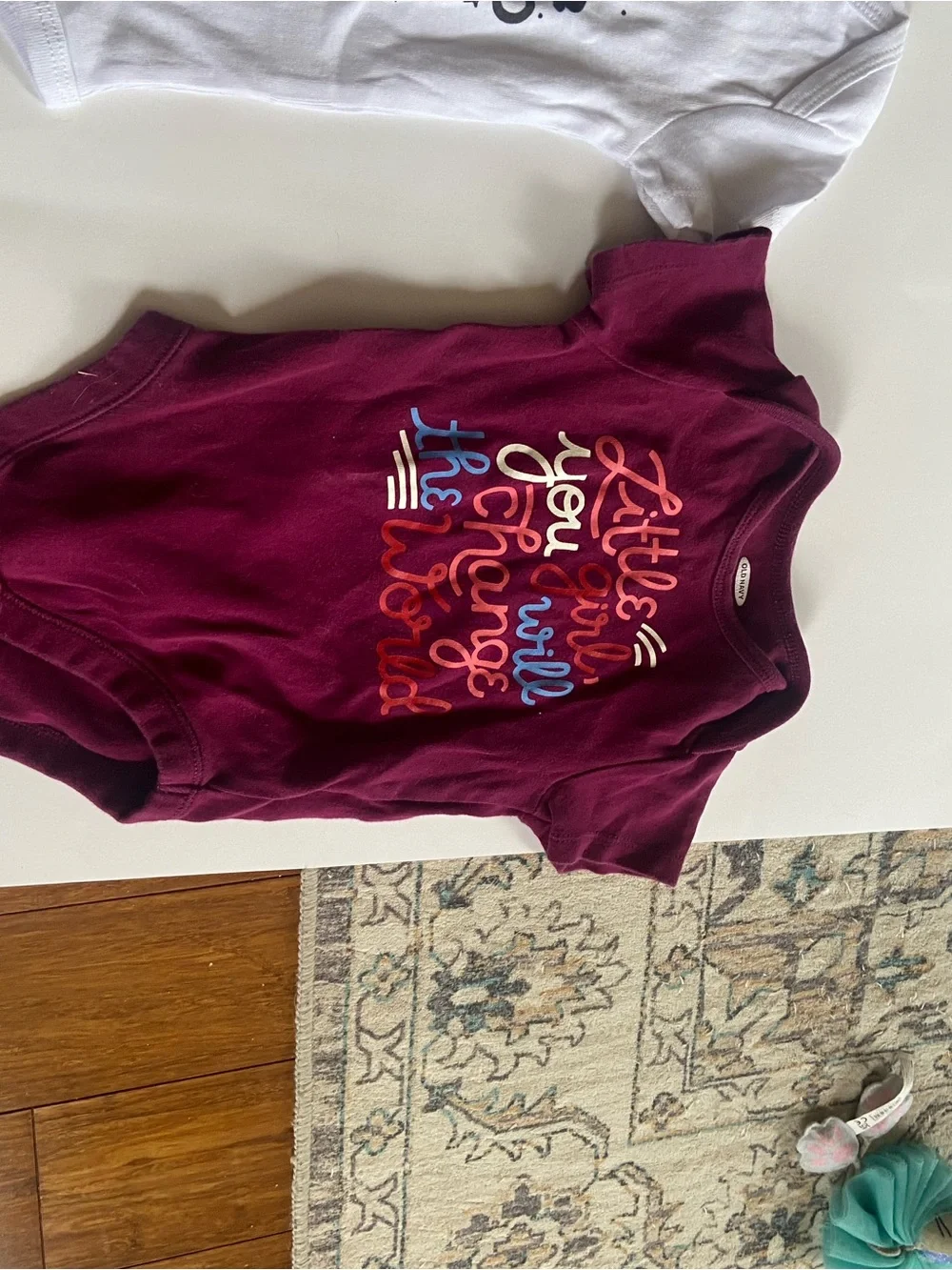 Kids Pink & White Onesie Bundle - Mixed Brands. 4 one-piece outfits and one pair